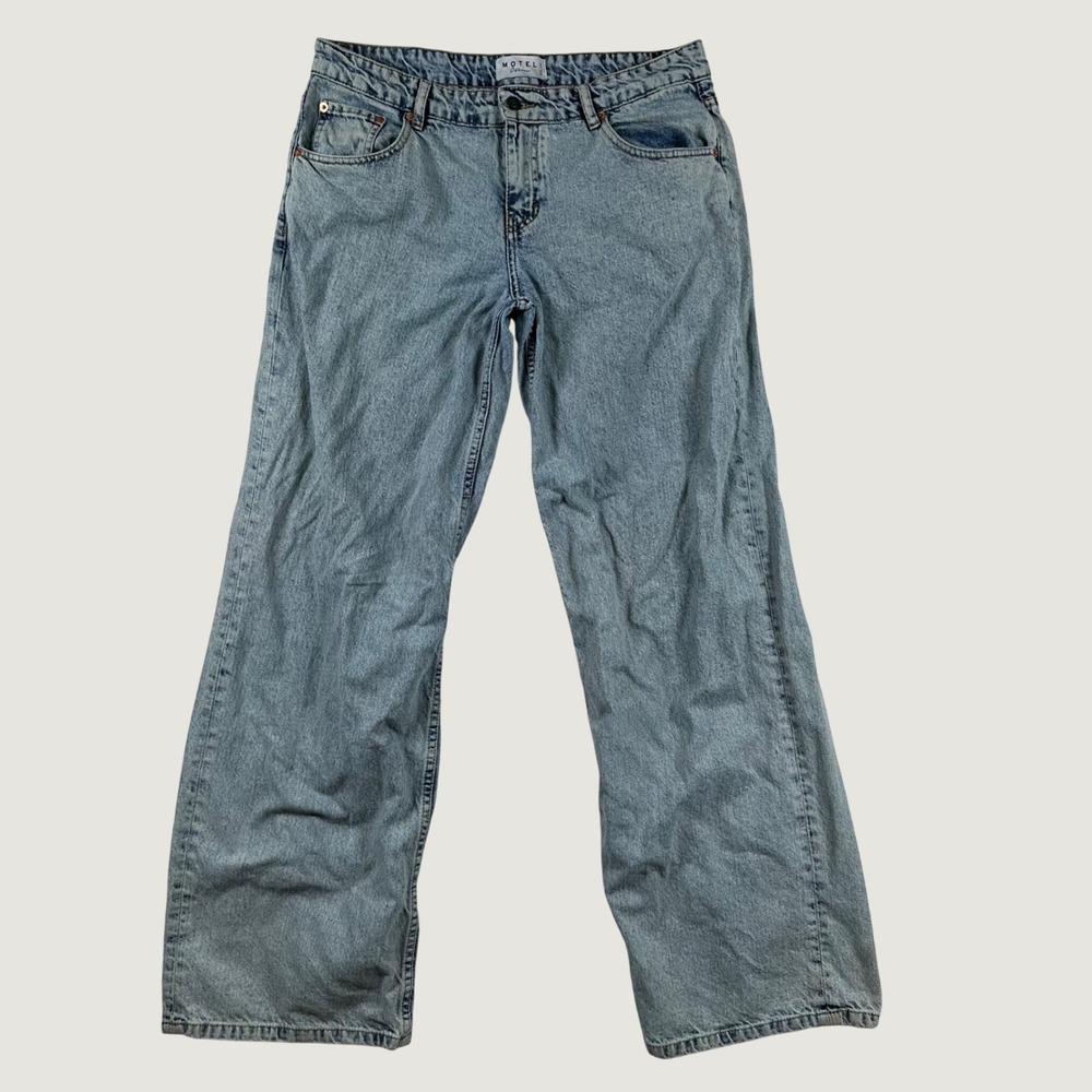 Motel Denim Jeans Womens Wide Leg Light Wash W32 L34 Blue Y2K Grunge Indie Skate